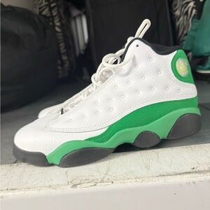 Jordan Kids White and Green Retro Sneakers